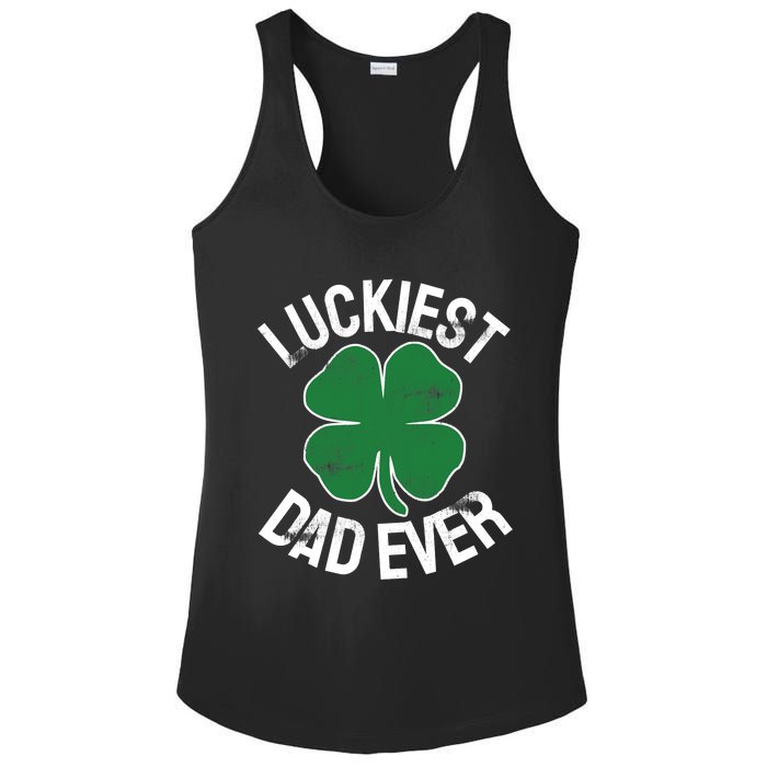 St Patrick's Day Shamrock Luckiest Dad Irish Saint Paddy's Ladies PosiCharge Competitor Racerback Tank