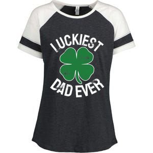 St Patrick's Day Shamrock Luckiest Dad Irish Saint Paddy's Enza Ladies Jersey Colorblock Tee