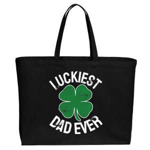 St Patrick's Day Shamrock Luckiest Dad Irish Saint Paddy's Cotton Canvas Jumbo Tote