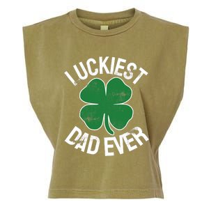 St Patrick's Day Shamrock Luckiest Dad Irish Saint Paddy's Garment-Dyed Women's Muscle Tee