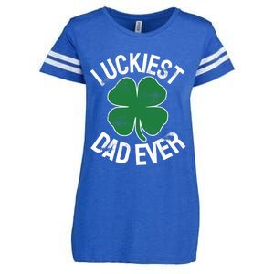 St Patrick's Day Shamrock Luckiest Dad Irish Saint Paddy's Enza Ladies Jersey Football T-Shirt