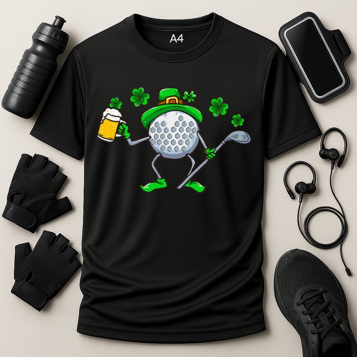 St Patricks Day Golf Golfing Irish Golfer Beer Humor Cooling Performance Crew T-Shirt