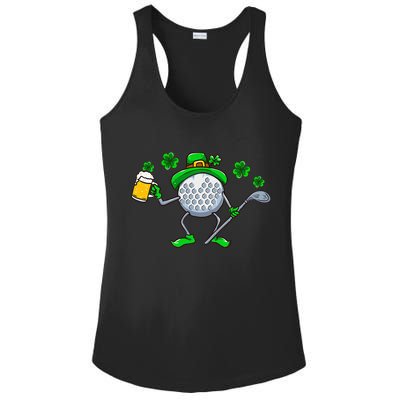 St Patricks Day Golf Golfing Irish Golfer Beer Humor Ladies PosiCharge Competitor Racerback Tank