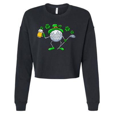 St Patricks Day Golf Golfing Irish Golfer Beer Humor Cropped Pullover Crew