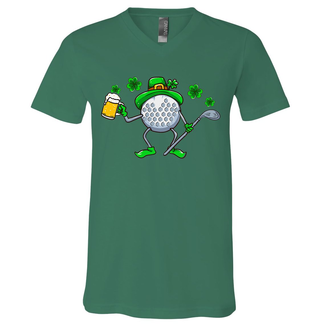 St Patricks Day Golf Golfing Irish Golfer Beer Humor V-Neck T-Shirt