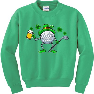 St Patricks Day Golf Golfing Irish Golfer Beer Humor Kids Sweatshirt