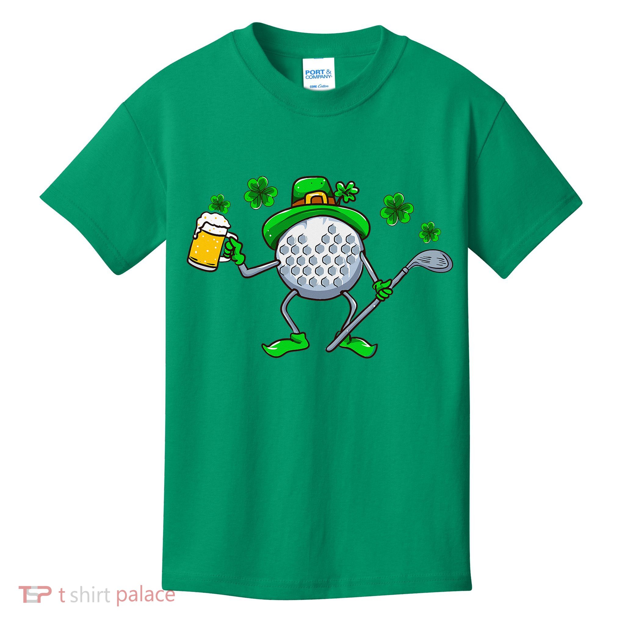 St Patricks Day Golf Golfing Irish Golfer Beer Humor Kids T-Shirt