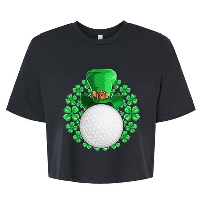 St Patricks Day Golfing Golf Clover Bella+Canvas Jersey Crop Tee