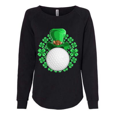 St Patricks Day Golfing Golf Clover Womens California Wash Sweatshirt