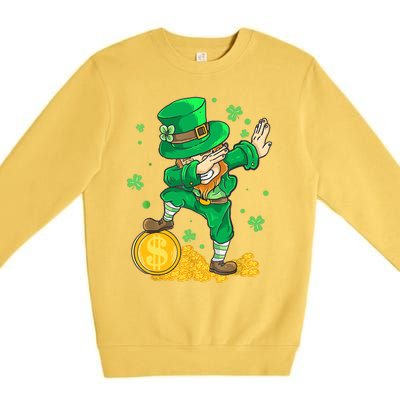 St Patrick Day Dabbing Leprechaun Irish Gift Premium Crewneck Sweatshirt