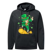 St Patrick Day Dabbing Leprechaun Irish Gift Performance Fleece Hoodie