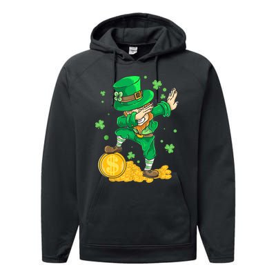 St Patrick Day Dabbing Leprechaun Irish Gift Performance Fleece Hoodie