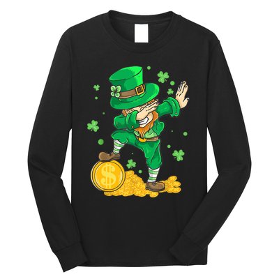 St Patrick Day Dabbing Leprechaun Irish Gift Long Sleeve Shirt