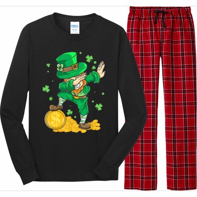 St Patrick Day Dabbing Leprechaun Irish Gift Long Sleeve Pajama Set