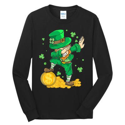 St Patrick Day Dabbing Leprechaun Irish Gift Tall Long Sleeve T-Shirt