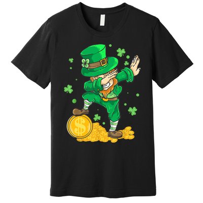 St Patrick Day Dabbing Leprechaun Irish Gift Premium T-Shirt