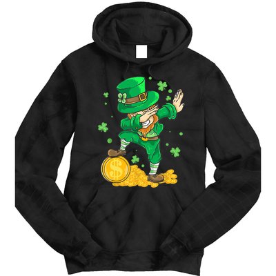 St Patrick Day Dabbing Leprechaun Irish Gift Tie Dye Hoodie