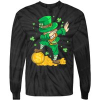 St Patrick Day Dabbing Leprechaun Irish Gift Tie-Dye Long Sleeve Shirt