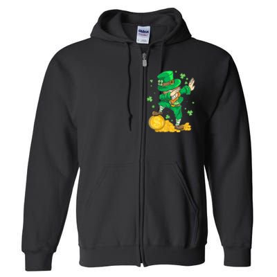 St Patrick Day Dabbing Leprechaun Irish Gift Full Zip Hoodie