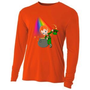 St Patrick's Day Shamrock Leprechaun Rainbow Cute Gift Cooling Performance Long Sleeve Crew