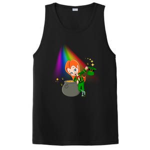 St Patrick's Day Shamrock Leprechaun Rainbow Cute Gift PosiCharge Competitor Tank