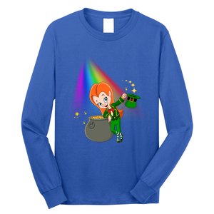 St Patrick's Day Shamrock Leprechaun Rainbow Cute Gift Long Sleeve Shirt