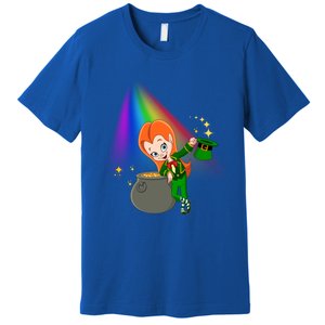 St Patrick's Day Shamrock Leprechaun Rainbow Cute Gift Premium T-Shirt