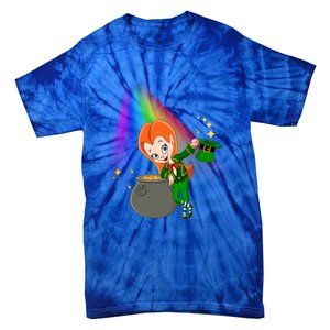 St Patrick's Day Shamrock Leprechaun Rainbow Cute Gift Tie-Dye T-Shirt