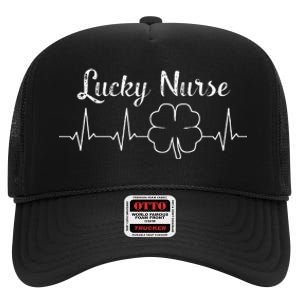 St Patrick's Day Nurse 4 Leaf Clover St Paddy's Gift High Crown Mesh Back Trucker Hat