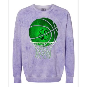 St Patricks day Shamrock Basketball Irish Colorblast Crewneck Sweatshirt