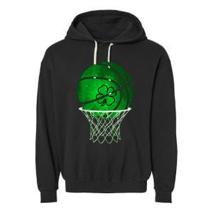 St Patricks day Shamrock Basketball Irish Garment-Dyed Fleece Hoodie