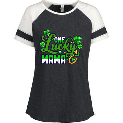 St Patrick's Day Green Shamrock Mother Mom Lucky Mama Cute Gift Enza Ladies Jersey Colorblock Tee