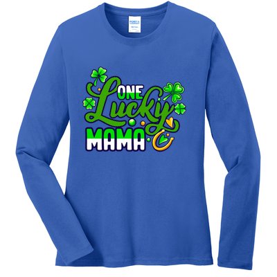 St Patrick's Day Green Shamrock Mother Mom Lucky Mama Cute Gift Ladies Long Sleeve Shirt