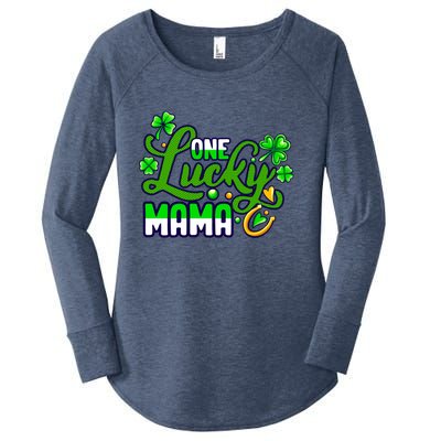 St Patrick's Day Green Shamrock Mother Mom Lucky Mama Cute Gift Women's Perfect Tri Tunic Long Sleeve Shirt