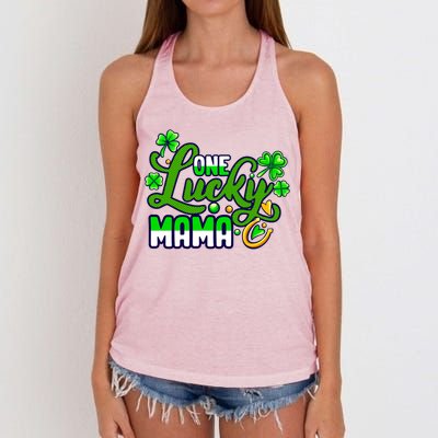 St Patrick's Day Green Shamrock Mother Mom Lucky Mama Cute Gift Women's Knotted Racerback Tank