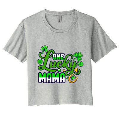 St Patrick's Day Green Shamrock Mother Mom Lucky Mama Cute Gift Women's Crop Top Tee