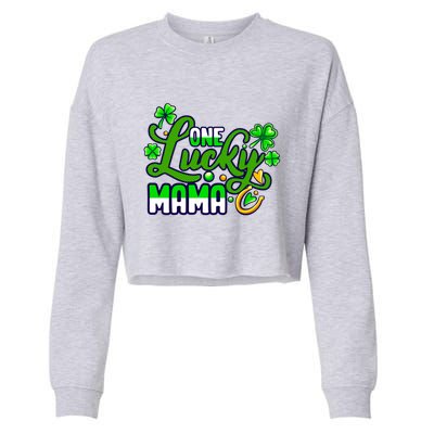 St Patrick's Day Green Shamrock Mother Mom Lucky Mama Cute Gift Cropped Pullover Crew