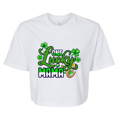 St Patrick's Day Green Shamrock Mother Mom Lucky Mama Cute Gift Bella+Canvas Jersey Crop Tee