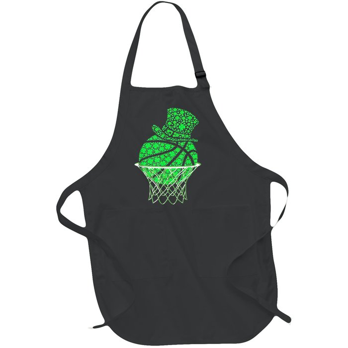 St Patricks Day Shamrock Basketball Irish Full-Length Apron With Pockets