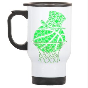 St Patricks Day Shamrock Basketball Irish Stainless Steel Travel Mug