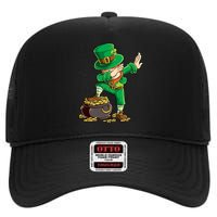 St Patricks Day Dabbing Leprechaun Boys Kids Men Dab Youth High Crown Mesh Back Trucker Hat