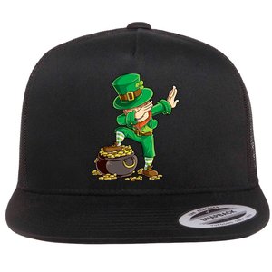 St Patricks Day Dabbing Leprechaun Boys Kids Men Dab Youth Flat Bill Trucker Hat