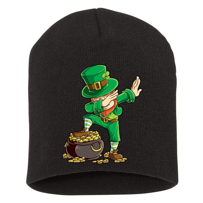 St Patricks Day Dabbing Leprechaun Boys Kids Men Dab Youth Short Acrylic Beanie