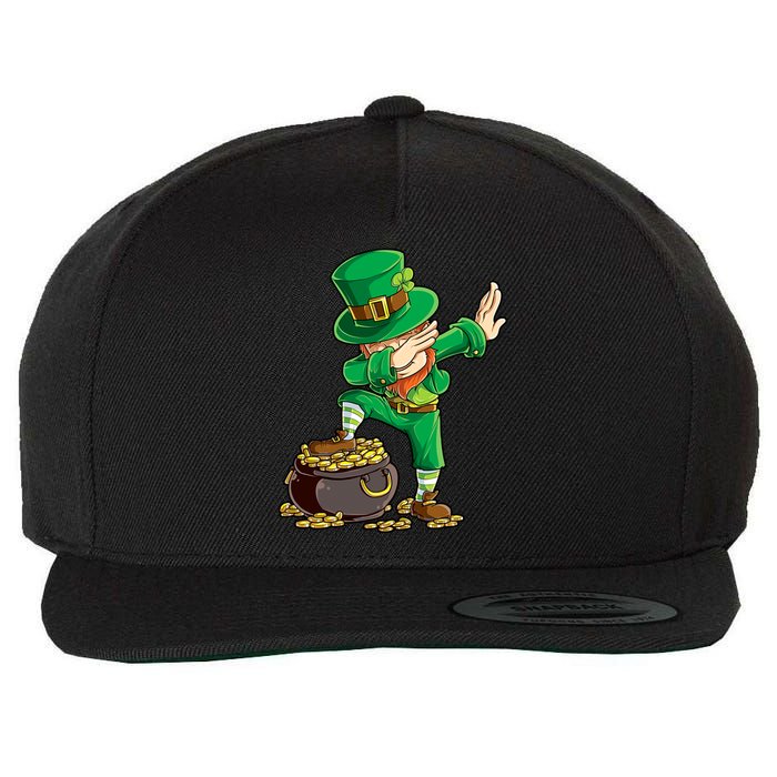 St Patricks Day Dabbing Leprechaun Boys Kids Men Dab Youth Wool Snapback Cap