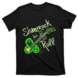 St Pats Day Irish Shamrock Roll Clover Guitar Music T-Shirt