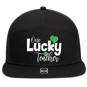 St Patricks Day One Lucky Teacher 7 Panel Mesh Trucker Snapback Hat