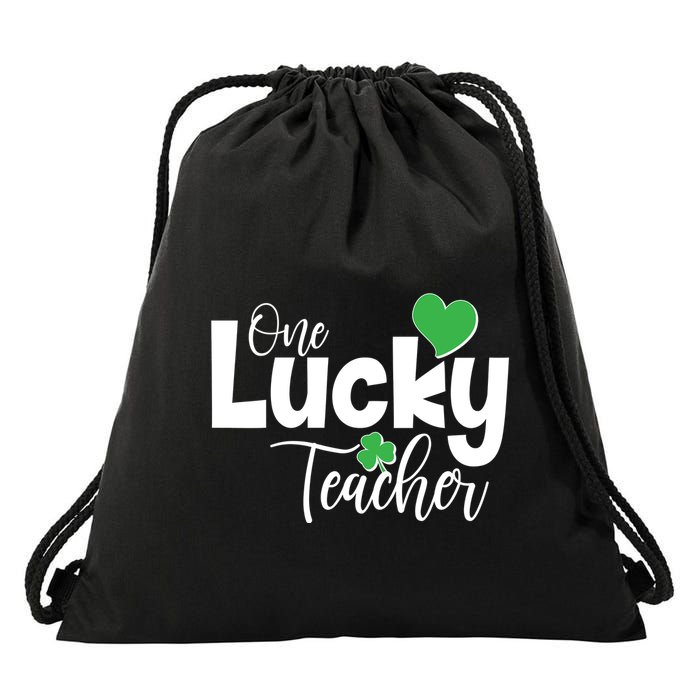 St Patricks Day One Lucky Teacher Drawstring Bag