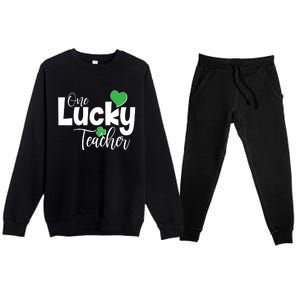 St Patricks Day One Lucky Teacher Premium Crewneck Sweatsuit Set