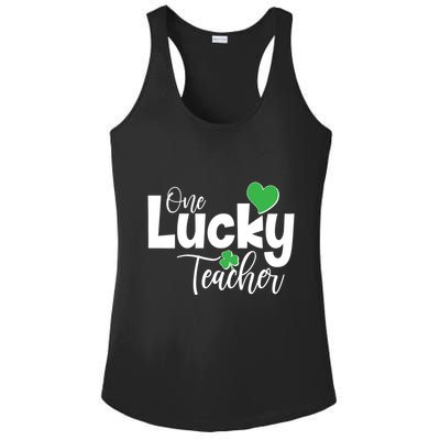 St Patricks Day One Lucky Teacher Ladies PosiCharge Competitor Racerback Tank