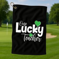 St Patricks Day One Lucky Teacher Golf Towel